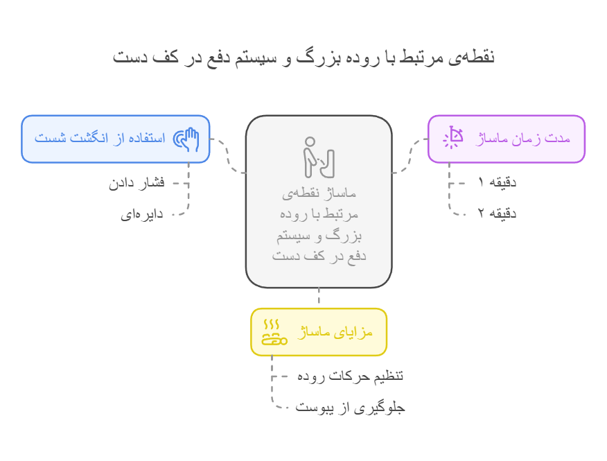 نقطه‌ی مرتبط با روده بزرگ و سیستم دفع در کف دست