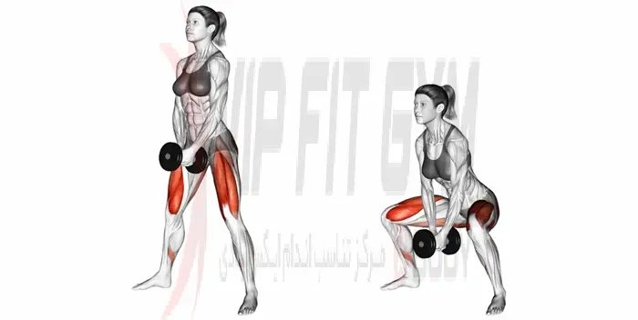 آموزش حرکت اسکوات دمبل پا باز