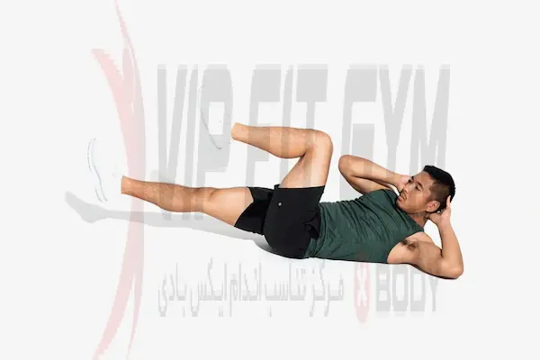 کرانچ ضربدری یا دوچرخه ای برای شکم ساعت شنی