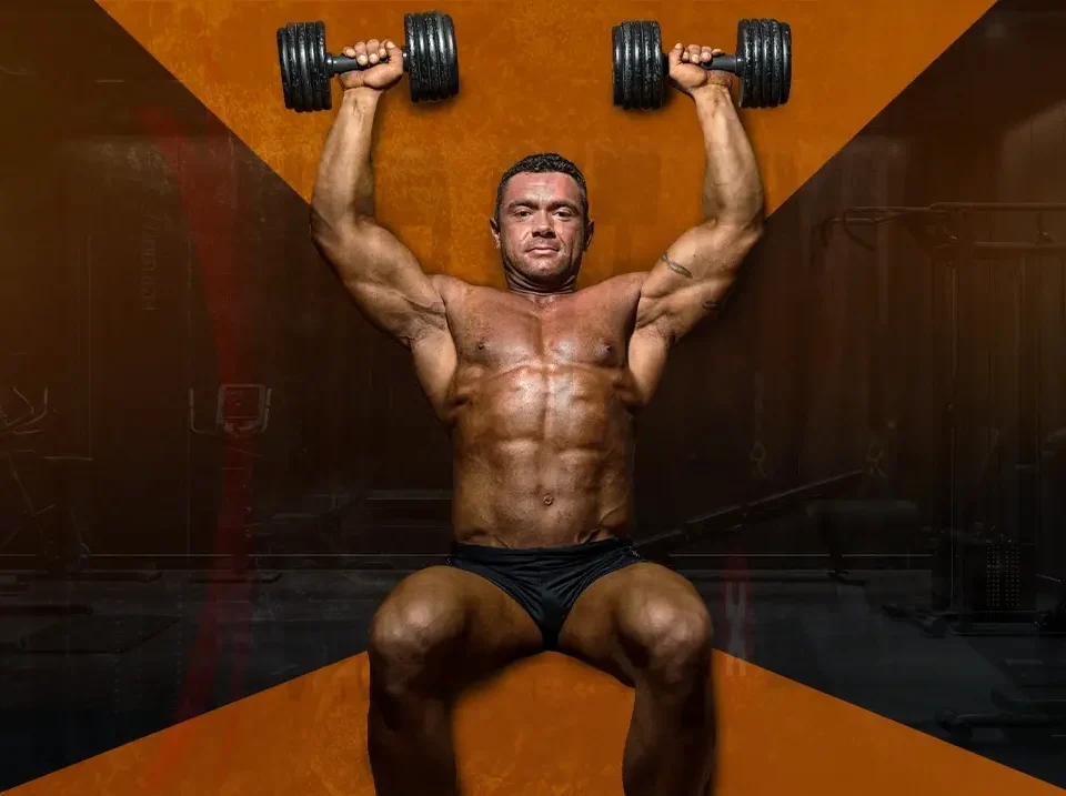 آموزش حرکت پرس سرشانه دمبل چرخشی