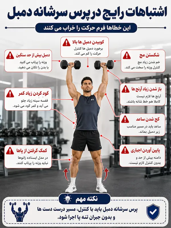 اشتباهات رایج در پرس سرشانه دمبل