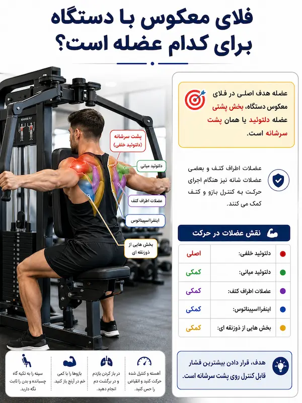 فلای معکوس با دستگاه برای کدام عضله است؟